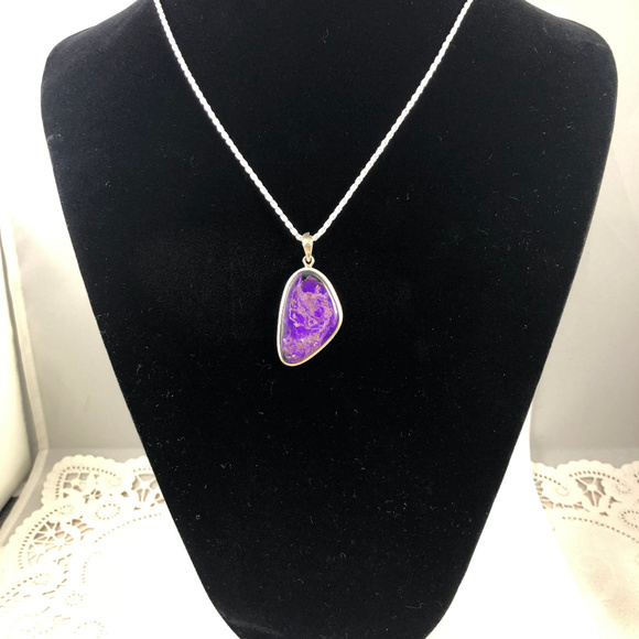 Sterling Silver Free Form Shaped Sugilite Pendant - Picture 4 of 4